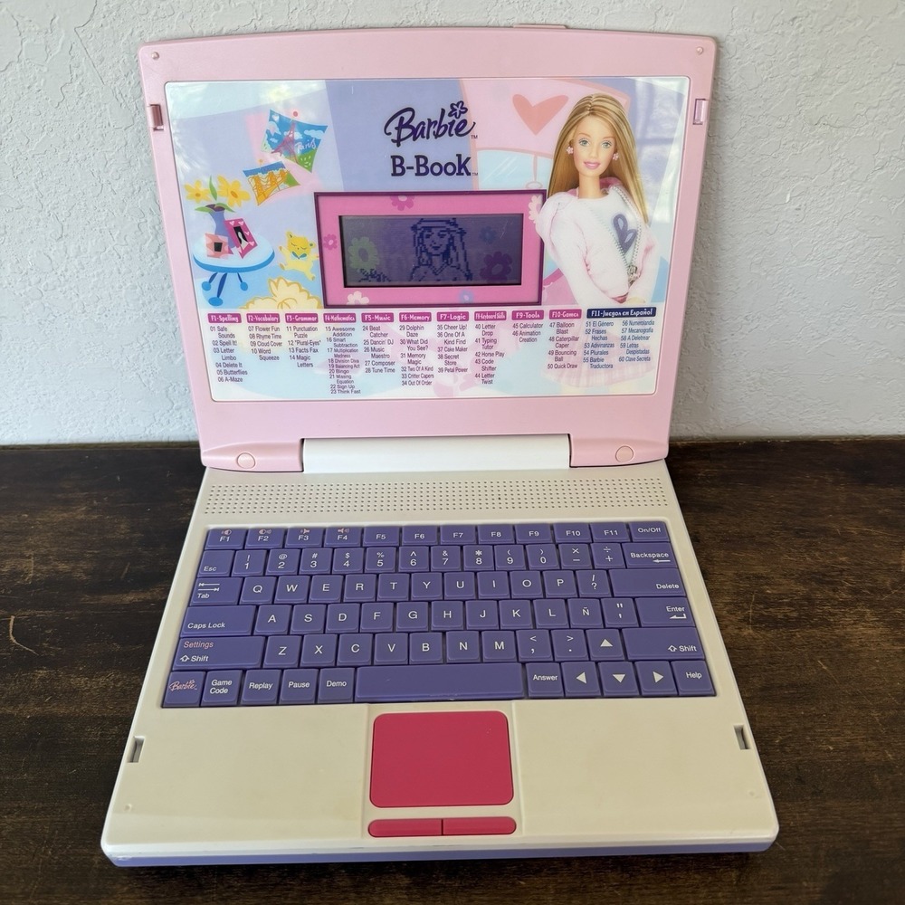 Vintage Barbie B-Book Kids Educational Learning Laptop Toy Interactive Y2K 2000s